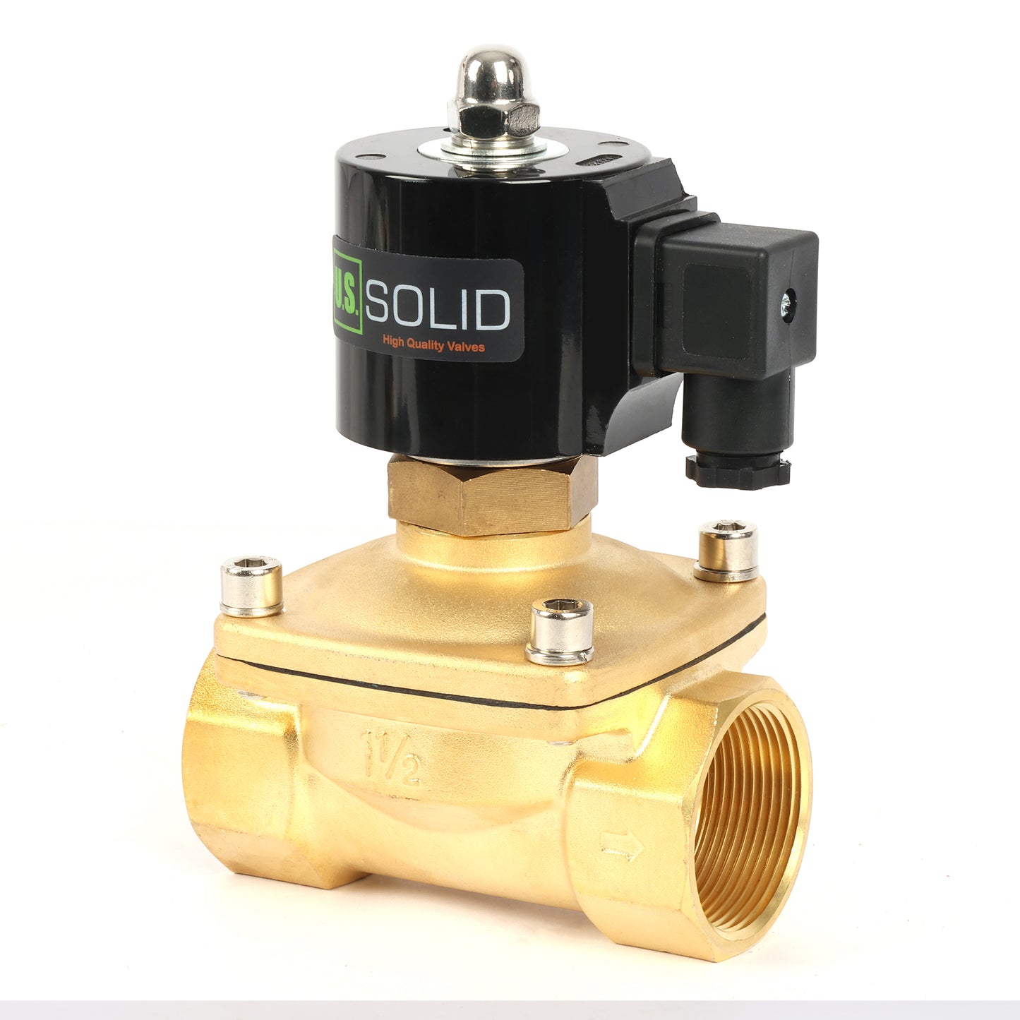 U.S. Solid Magnetventil – 1-1/2" 12 V DC, elektrisches Magnetventil aus Messing, normalerweise offen, VITON-Dichtung