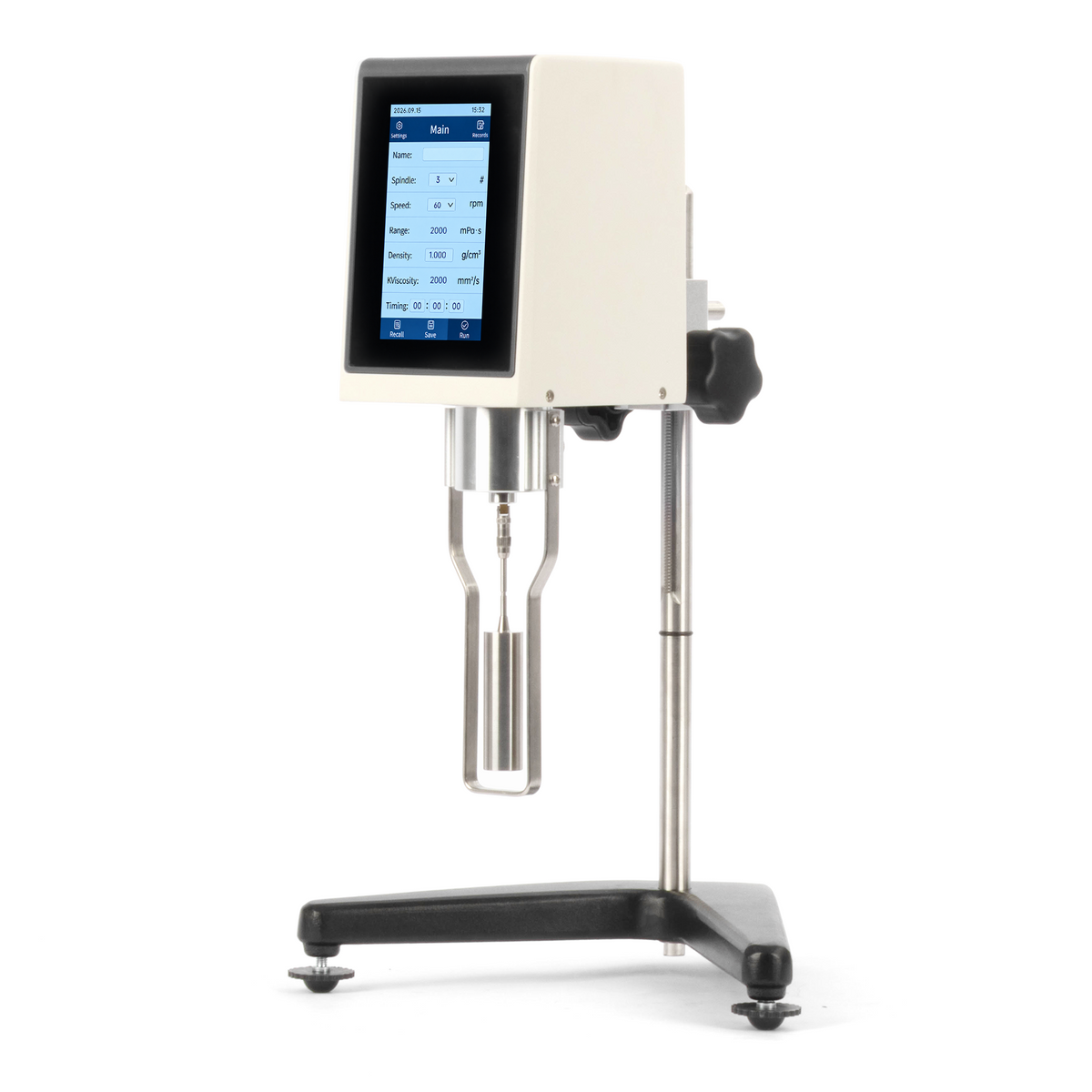 Viscosimètre rotatif avec écran tactile 5 pouces, précision ±2 %, jusqu'à 100 000 mPa·s, 4 vitesses, sonde de température PT100, câble RS232