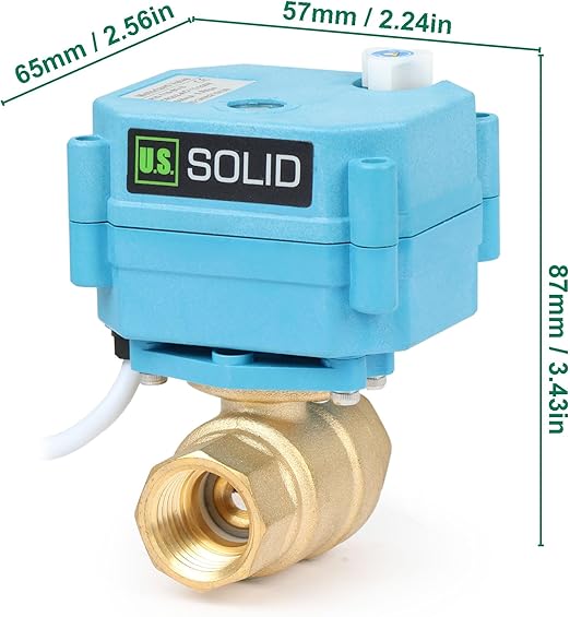 1/2" Brass Motorized Ball Valve with Waterproof Cover, 110-230V AC, Full Port, IP67, 2 Wire Auto Return, Normally Closed