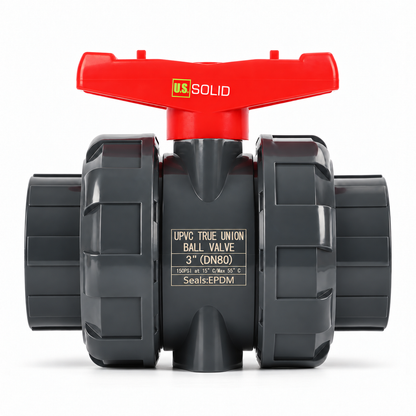 3"-PVC-Kugelhahn mit echter Verschraubung, voller Durchgang, Steckmuffe, kompatibel mit Schedule 40 und 80, 150 psi, PTFE-Dichtung, EPDM-O-Ring