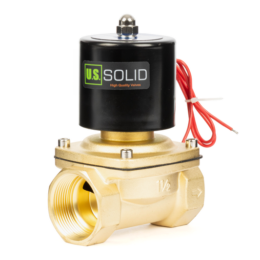 1-1/2" Brass Solenoid Valve - 24V DC Normally Closed, Viton Seal