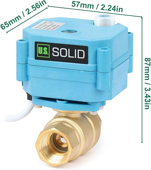 1/2" Brass Motorized Ball Valve with Waterproof Cover, 9-24V AC/DC, Full Port, IP67, 2 Wire Auto Return, Normally Closed