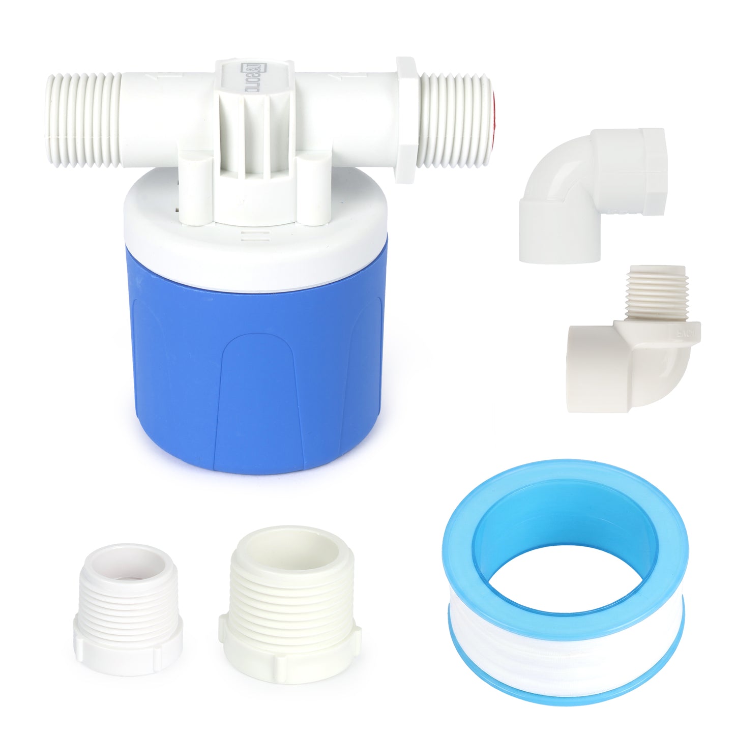 Automatisk vandflyderventilsæt – justerbar top-/sideindløb, 1/2", 3/4", 1" adaptere – 2-pak