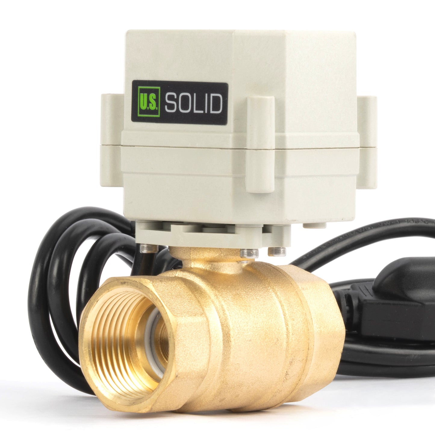 Válvula de bola motorizada de 1/2" y 2 vías con temporizador - Válvula de drenaje automática de latón con control de temporización de 00:00 a 99:59:59, IP67, CA/CC 9–24 V