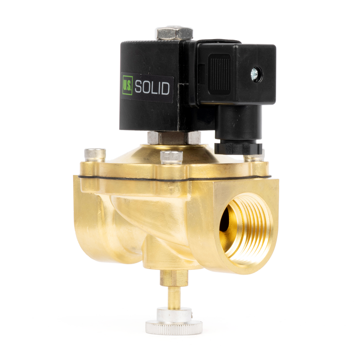 Válvula solenoide elétrica de latão de 3/4", acionamento manual, normalmente fechada, 24 V CA