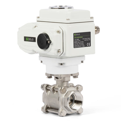 1 1/2" Electric Actuated Ball Valve, DC 24V  Heavy Duty 3-Piece Industrial Ball Valve,304SS, ON/OFF Type, Dry Contact