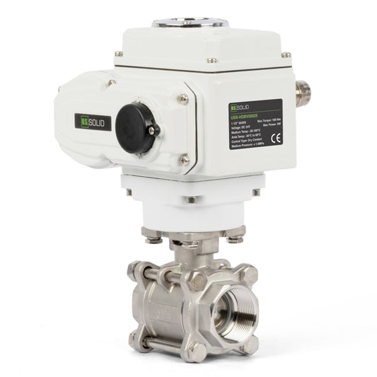 1 1/2" Electric Actuated Ball Valve, DC 24V  Heavy Duty 3-Piece Industrial Ball Valve,304SS, ON/OFF Type, Dry Contact