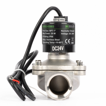 1/2" magnetventil - 24V DC elektrisk magnetventil i rustfrit stål, normalt lukket, IP68