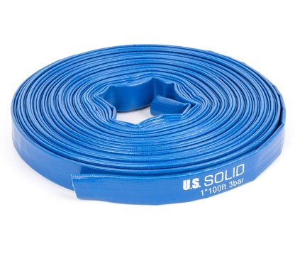 1" x 100 ft Verstärkter PVC-Flachschlauch - 1,2 mm Wandstärke, 4 Schlauchschellen (ohne Anschlüsse)
