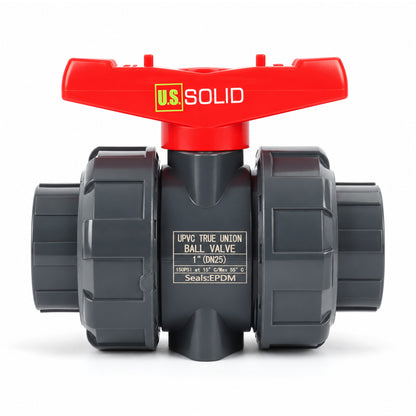Vanne à bille à union véritable en PVC 1", passage intégral, emboîtement coulissant, compatible Schedule 40 et 80, 150 psi, siège en PTFE, joint torique en EPDM, lot de 2