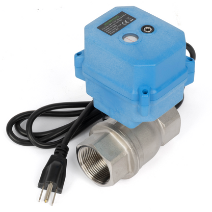1-1/4" Stainless Steel Motorized Ball Valve - 110V AC Brass Electric Ball Valve, Auto Return, Normally Closed
