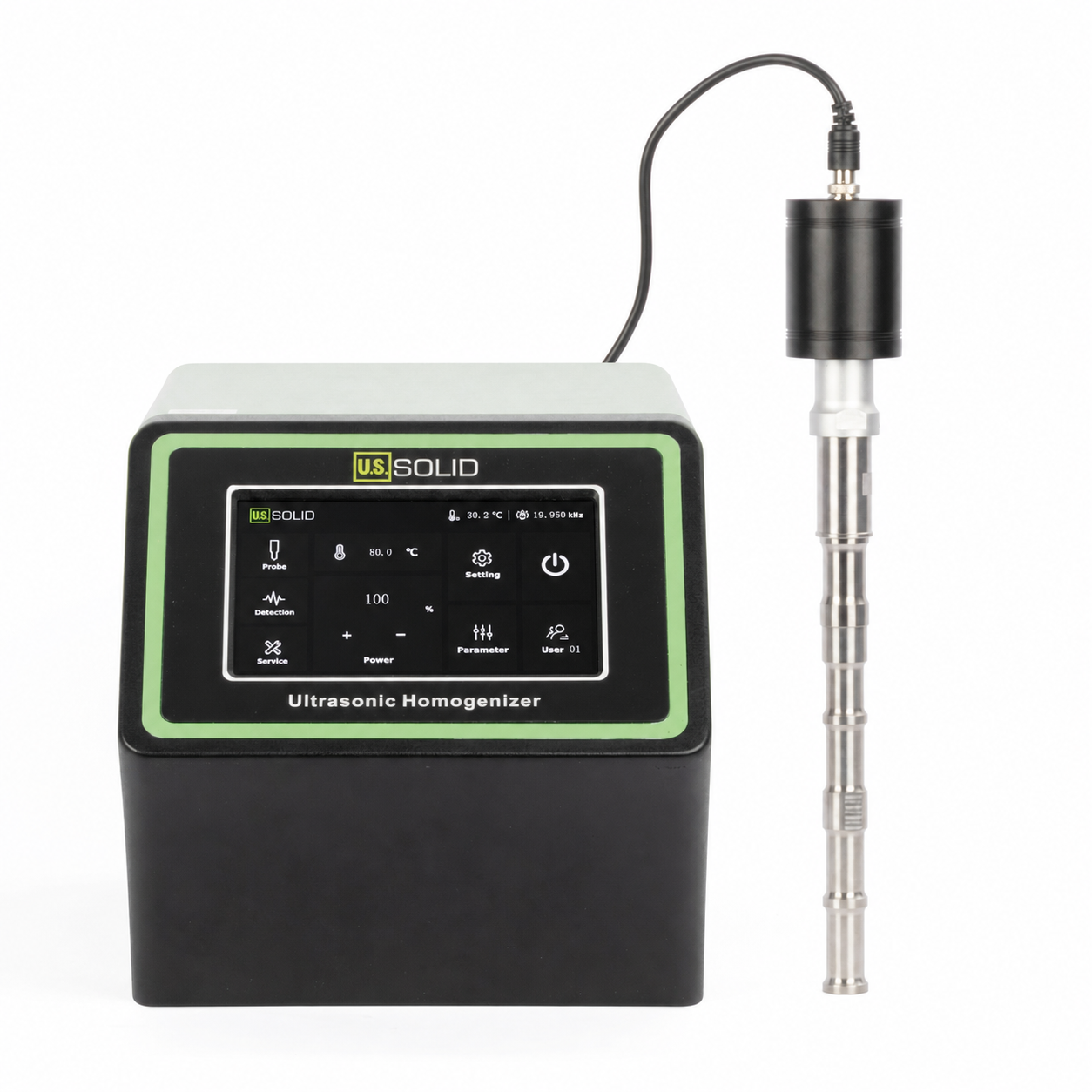 Homogenizator ultradźwiękowy o mocy 1000 W, laboratoryjny ekstraktor wibracyjny z sondą 250 mm × 20 mm, przetwarzanie bezpośrednie do 4 l, kompatybilny z systemami mieszania reaktorów o pojemności 5–10 l