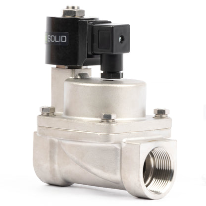 Électrovanne haute température - Acier inoxydable 1-1/4", 725 PSI, 24 V CC, 150 °C (302 °F), normalement fermée, joint VITON