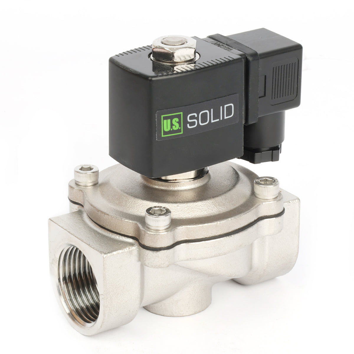 Katup Solenoid Elektrik Stainless Steel 1" - 12V DC, Normally Closed, 145 PSI, VITON