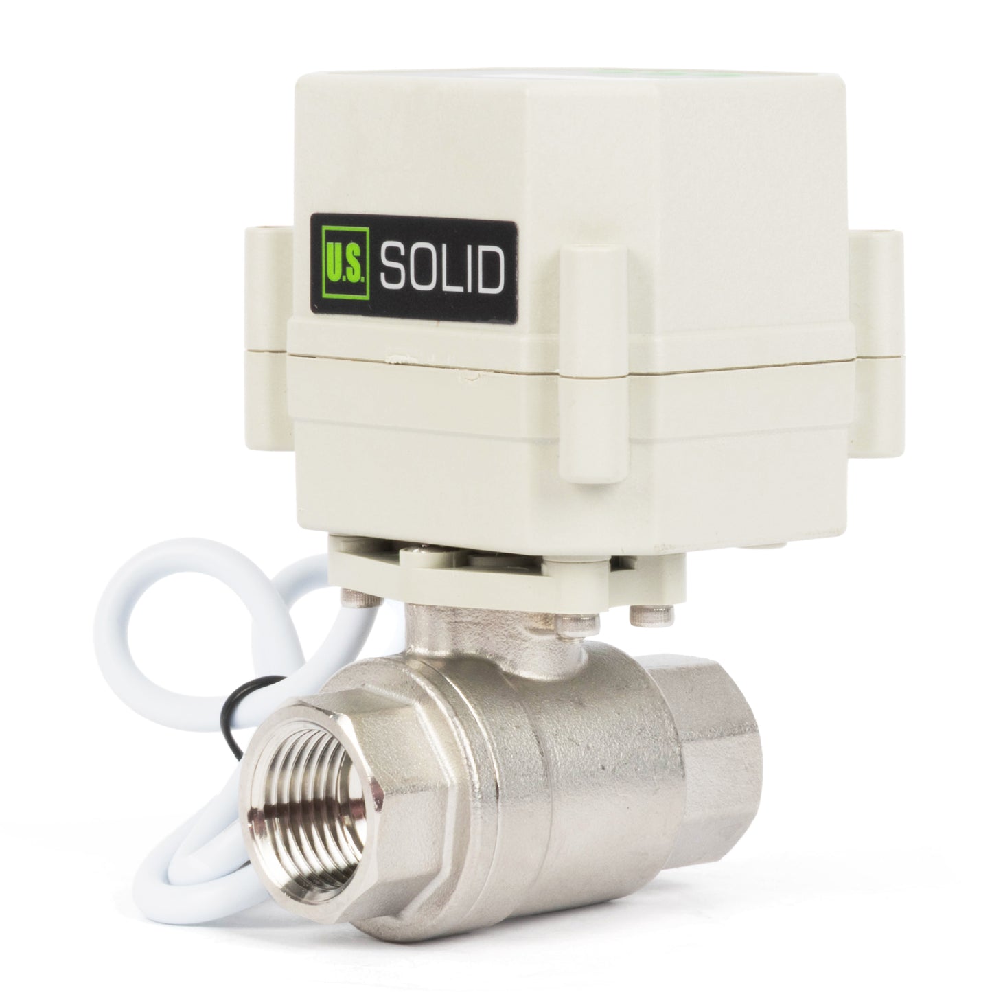 1/2" Motorized Ball Valve with Timer, Auto-Return Fail Safe & Power-Off Memory, 2-Way 304SS Electric Actuator, IP67, AC/DC 9-24V