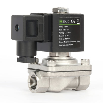 3/8"-Magnetventil – Edelstahl, 24 V Wechselstrom, normalerweise geschlossen, mit Viton-Dichtung, Anschlussdosentyp