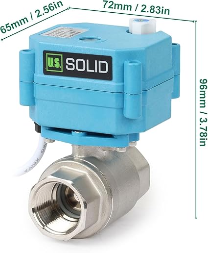 3/4" SS316 Motorized Ball Valve with Waterproof Cover, 110-230V AC, Full Port, IP67, 2 Wire Auto Return, Normally Closed