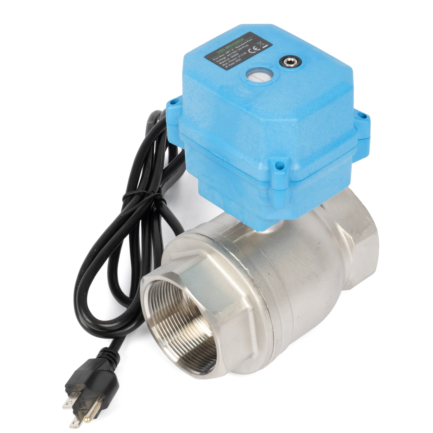 2" messinkimoottorinen palloventtiili - 110 V AC messinki sähköinen palloventtiili, automaattinen palautus, normaalisti kiinni