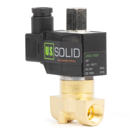 Válvula solenoide elétrica de latão de 3/8", 24 V CA, normalmente aberta, com vedação em Viton.