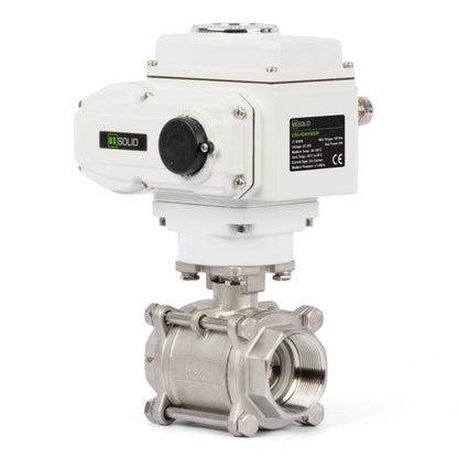 2" Electric Actuated Ball Valve, DC 24V Heavy Duty 3-Piece Industrial Ball Valve,304SS, ON/OFF Type, Dry Contact