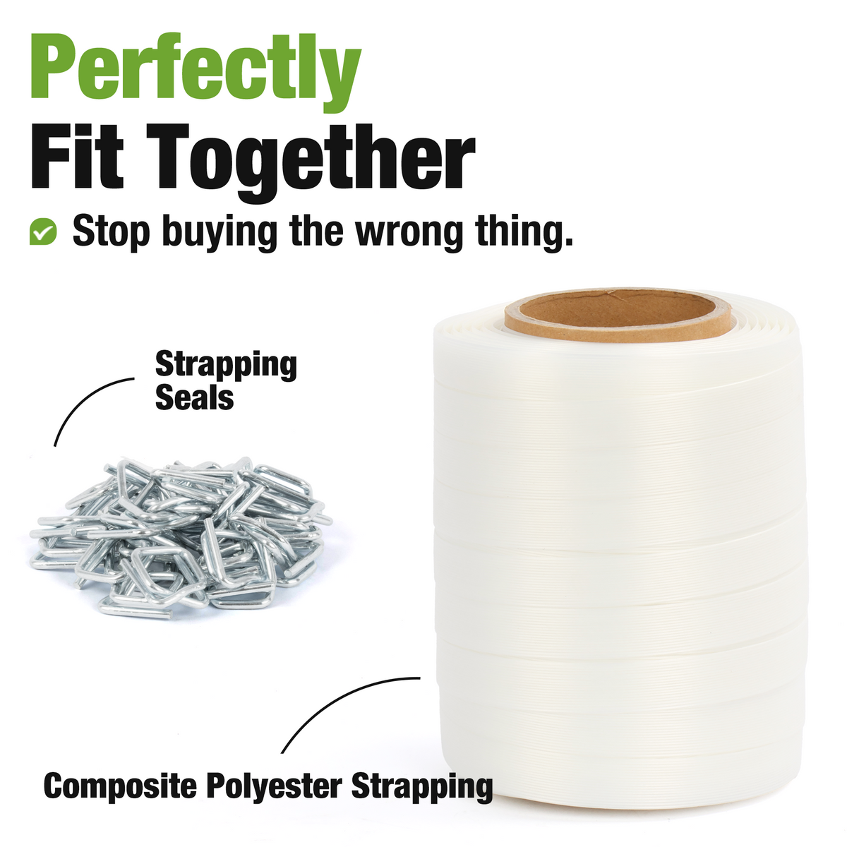 U.S. Solid Kit di reggiatura per pallet, strumento per imballaggio, cordino intrecciato da 3/4" x 1640', 300 fibbie metalliche