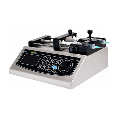 Bomba de jeringa de doble canal para infusión/extracción, de 0,001 µL/min a 150,5 mL/min, empuje de 280 N.