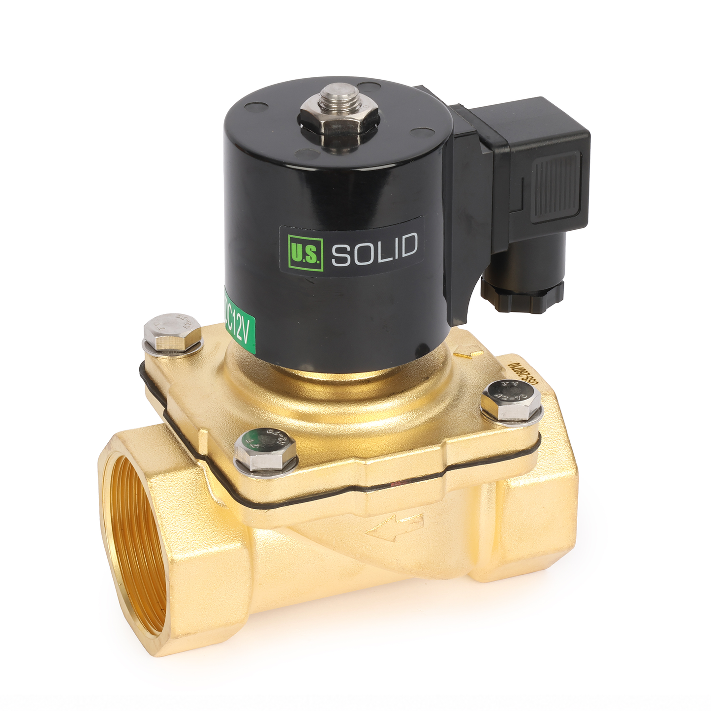 1-1/2"-Magnetventil – Messing, 12 V DC, normalerweise geschlossen, mit Viton-Dichtung, Anschlussdosentyp