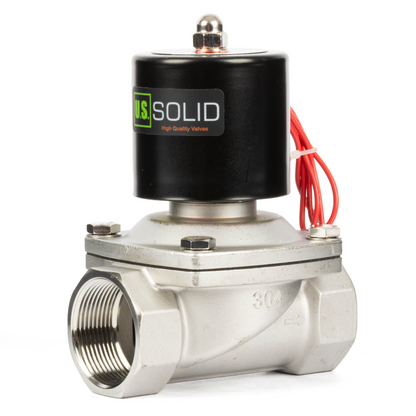 1-1/2" Stainless Steel Solenoid Valve - 24V DC Normally Closed, Viton Seal