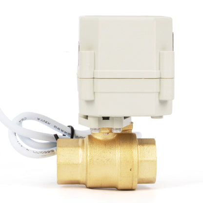 วาล์วบอลแบบมอเตอร์ 2 ทาง ขนาด 1/2 นิ้ว พร้อมตัวตั้งเวลา - วาล์วระบายน้ำอัตโนมัติทำจากทองเหลือง พร้อมระบบควบคุมเวลา 00:00–99:59:59, มาตรฐาน IP67, แรงดันไฟฟ้า AC/DC 9–24V