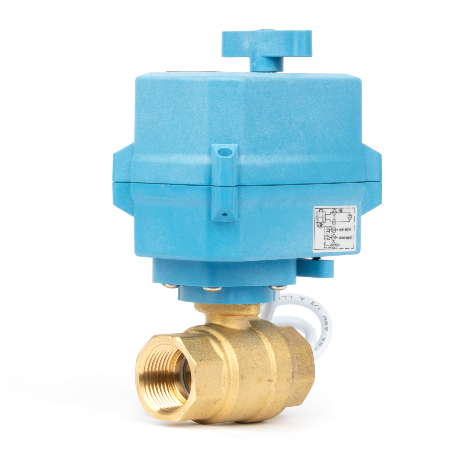 3/4" Quick-Release Motorized Ball Valve - Brass, DC12~24V/AC24V, 2-Wire Auto-Return with Manual Override, IP67