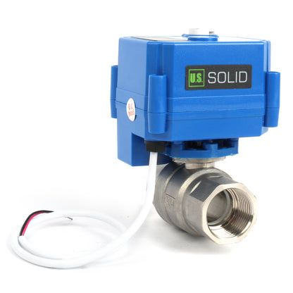 Motorized Ball Valve- 3/4" Stainless Steel Ball Valve with Manual Function, Full Port, 9-24V AC/DC and 2 Wire Auto Return Setup, Normally Open