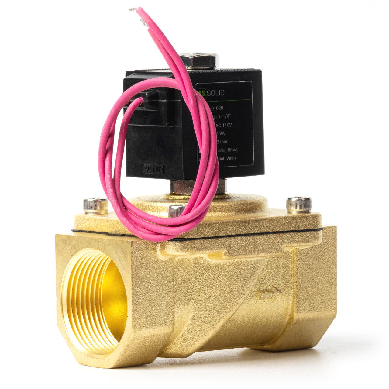 1-1/4" Solenoid Valve - Brass 110V AC Normally Closed with Viton Seal