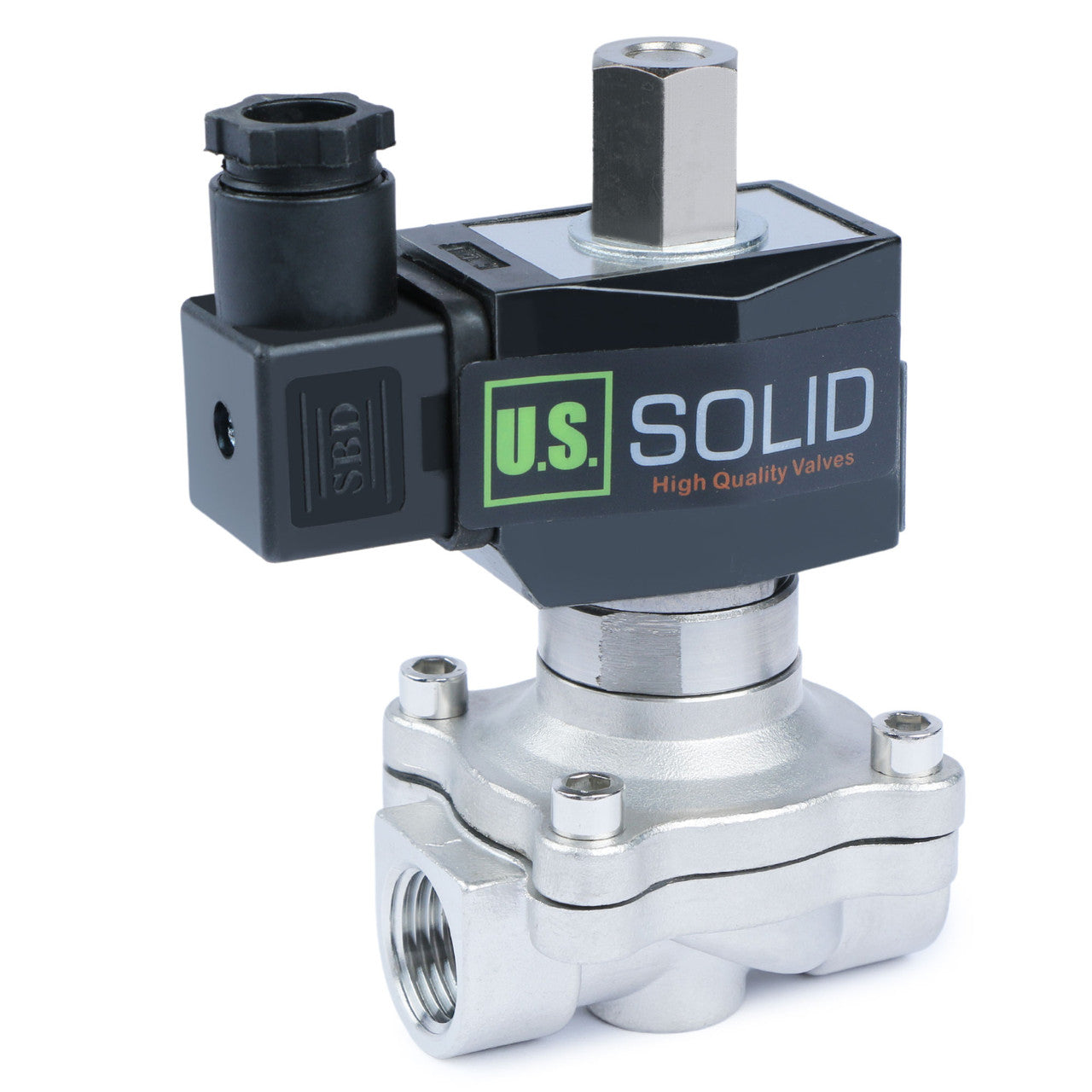 1/2" Solenoid Valve - 12V DC Stainless Steel Normally Open Solenoid Valve, Viton Seal