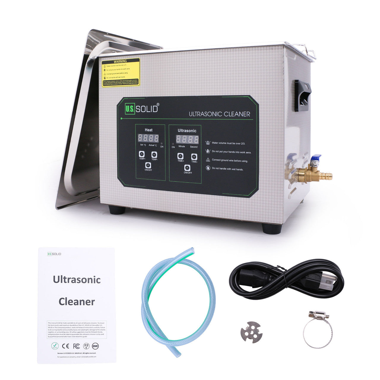 U.S. Solid 6.5 L Ultrasonic Cleaner, 40 KHz Stainless Steel Ultrasonic Cleaning Machine with Digital Timer and Heater