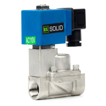 Válvula solenoide de alta presión - 1/2" de acero inoxidable, 100 bar, 110 V CA, válvula solenoide de alta presión y resistencia a altas temperaturas, 248 ℉