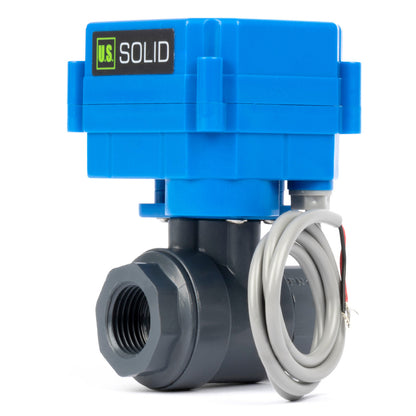 1/2" UPVC Motorized Ball Valve - Normally Open 9-36V AC/DC Plastic Electrical Ball Valve with Full Port, 2 Wire Auto Return