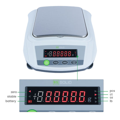 U.S. Solid Precision Balance 0.01 g x 3 kg/6.6 lbs, Multi-Functions