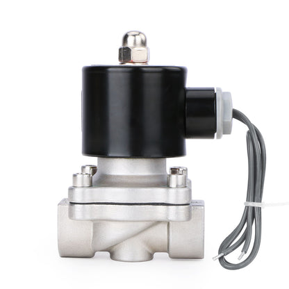 Válvula solenoide de 3/4” - Válvula eléctrica de acero inoxidable de 24 V CC, normalmente abierta, sello de Viton