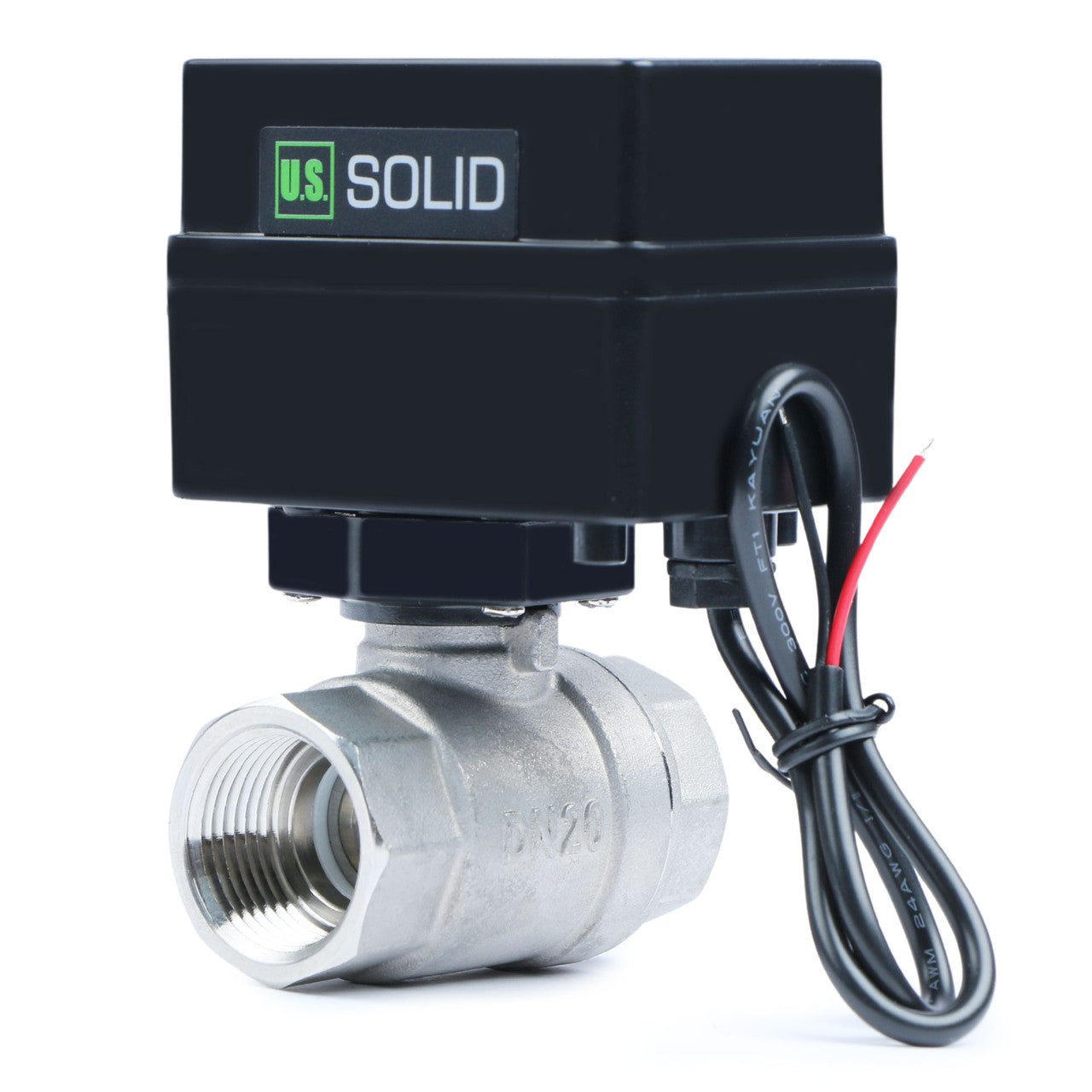 3/4" Motorized Ball Valve - Stainless Steel Electric Ball Valve with 3 Indicator Lights - 2 Wire Auto Return, Normally Closed, 9-36V AC/DC by U.S. Solid