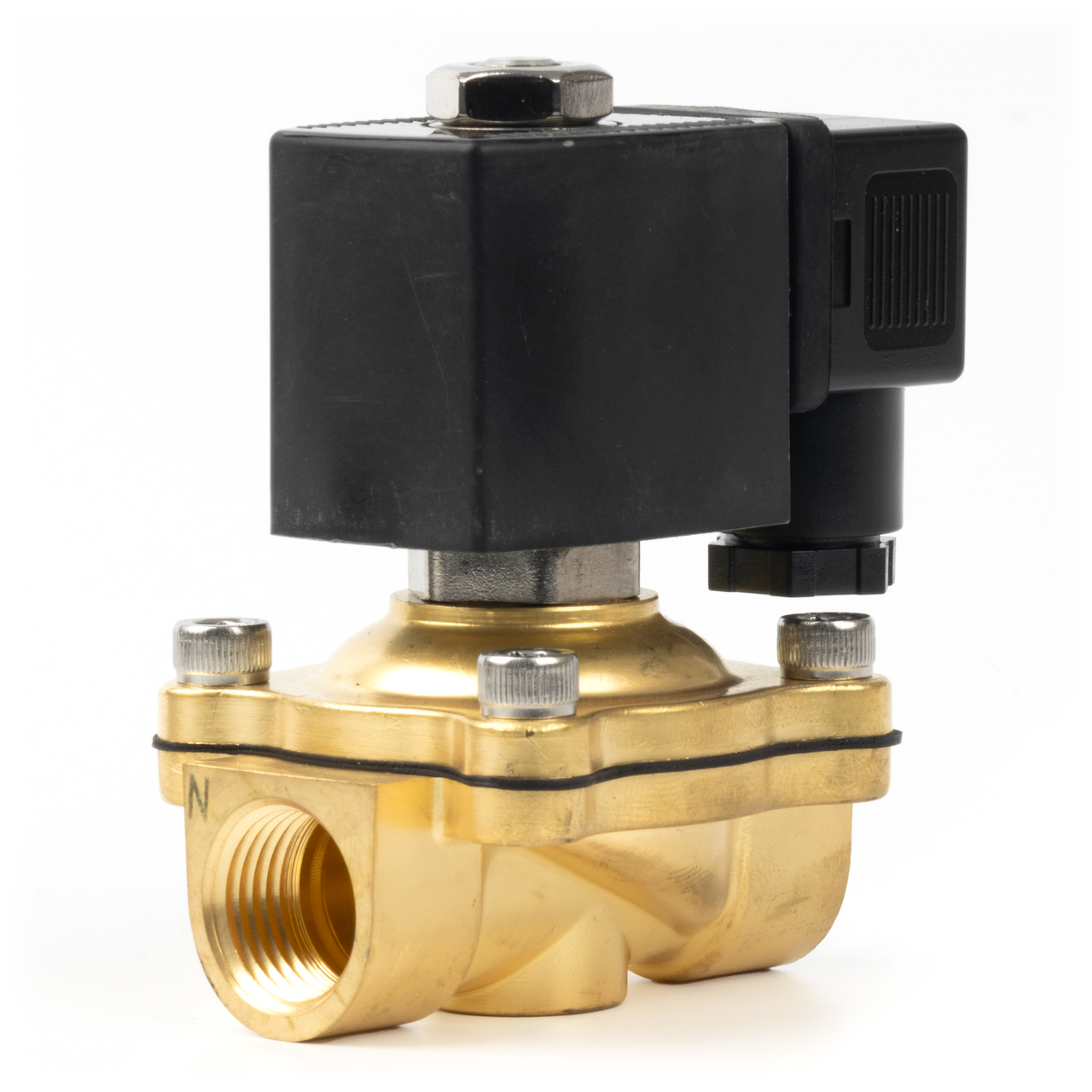 1/2" Brass Electric Solenoid Valve - 24V DC, Normally Closed, 145 PSI, VITON