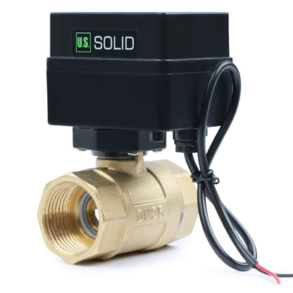 1" Motorized Ball Valve - Brass Electric Ball Valve with 3 Indicator Lights - 2 Wire Auto Return, Normally Closed, 9-36V AC/DC by U.S. Solid