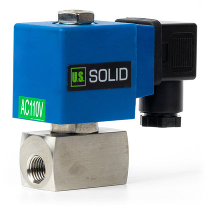 Válvula solenoide de alta presión, 1/4" de acero inoxidable, 100 bar, 110 V CA, válvula solenoide de alta presión y resistencia a altas temperaturas, 248 ℉