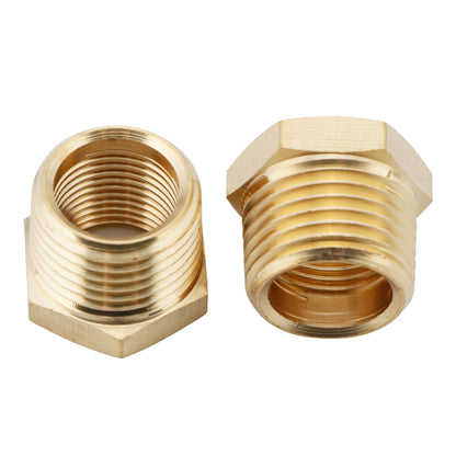 U.S. Solid 2pcs Brass Reducer Hex Bushing Brass Threaded Pipe Fitting 1/2" NPT Male x 3/8" NPT Female Adapter