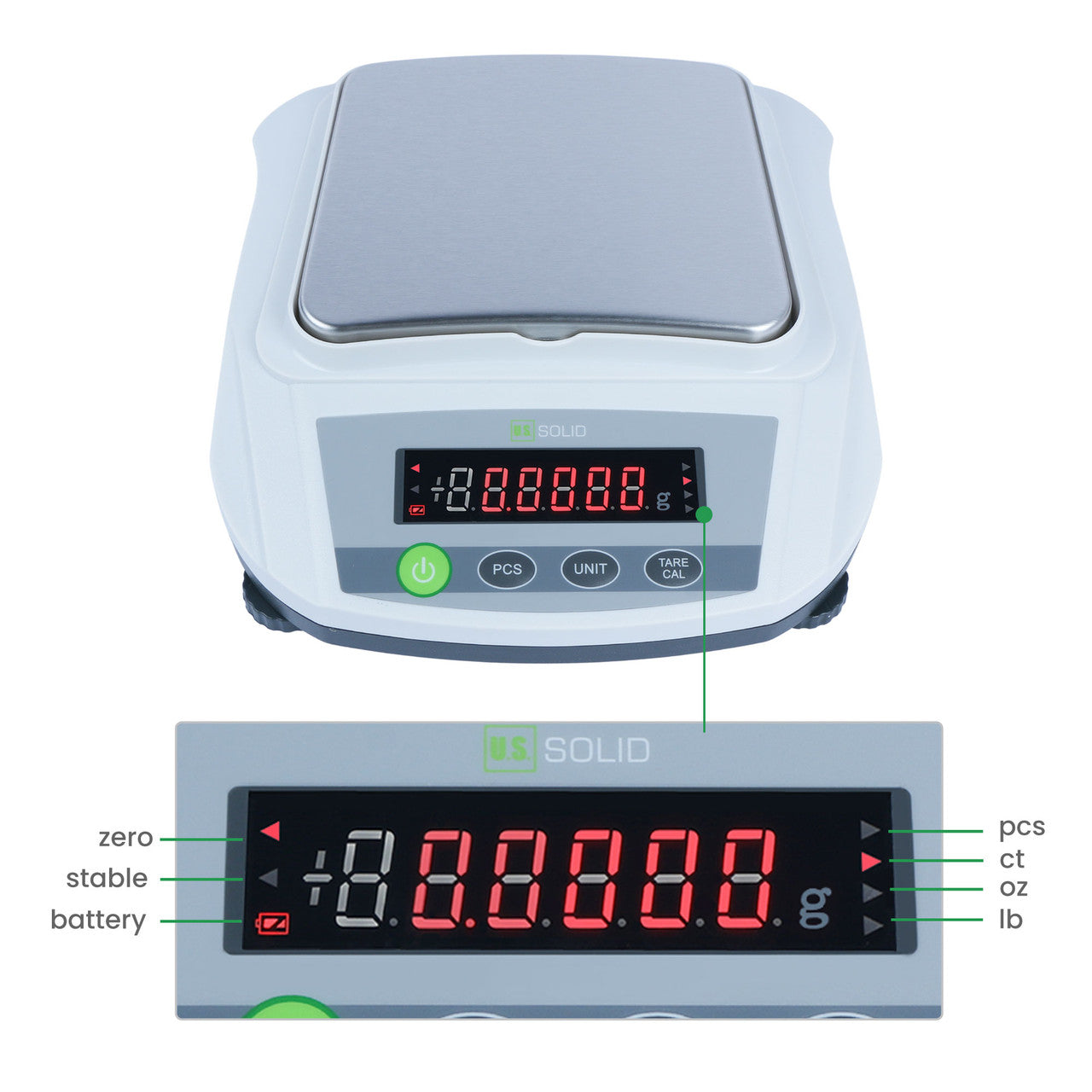 U.S. Solid Precision Lab Balance 0.01 g x 2 kg/4.4 lbs, Multi-Functions