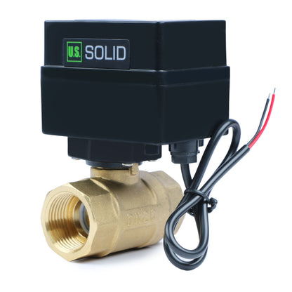 3/4" Motorized Ball Valve - Brass Electric Ball Valve with 3 Indicator Lights - 2 Wire Auto Return, Normally Closed, 9-36V AC/DC by U.S. Solid