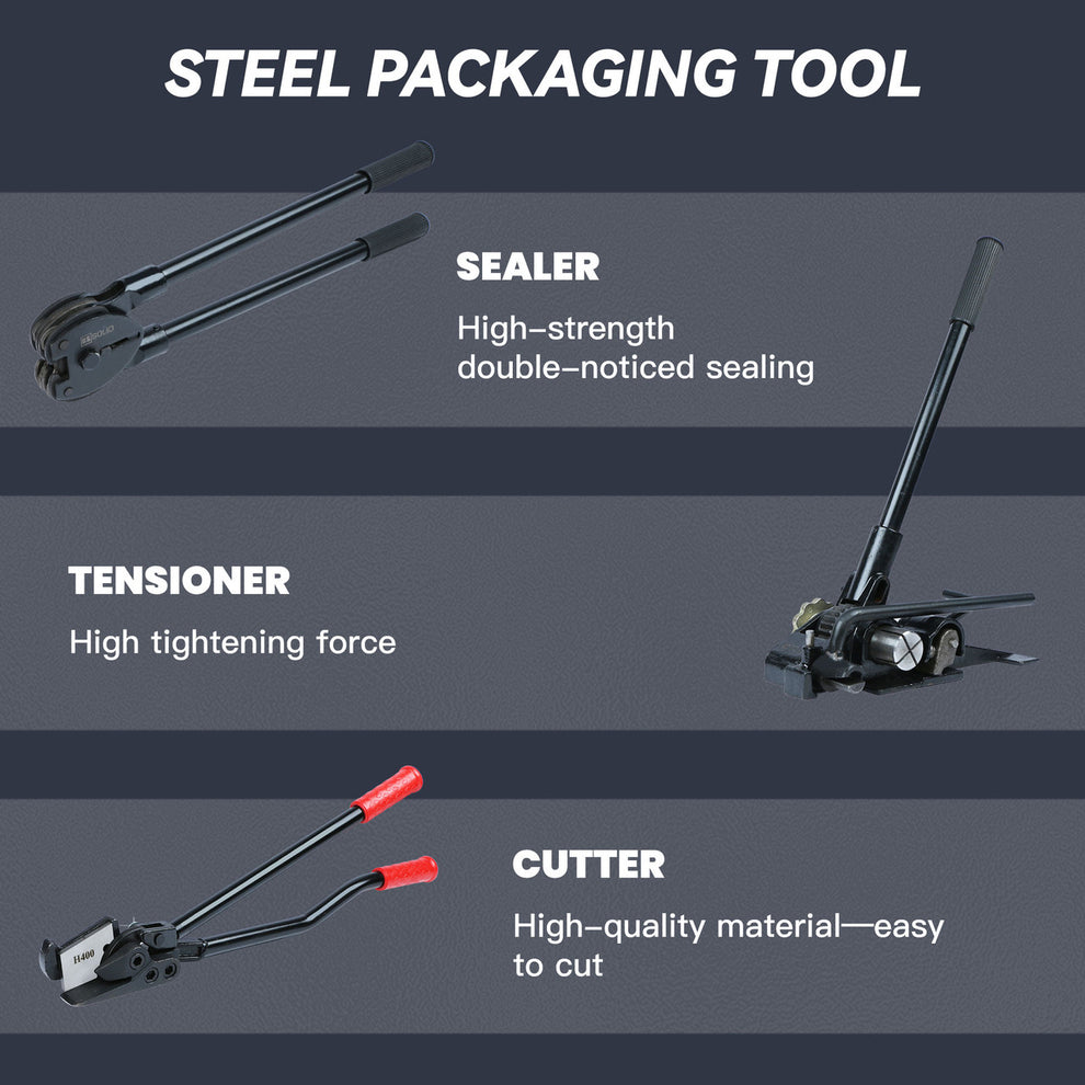 Strapping Tools Set Steel Strapping Banding Kit, Pallet Packaging Tensioner – U.S. Solid