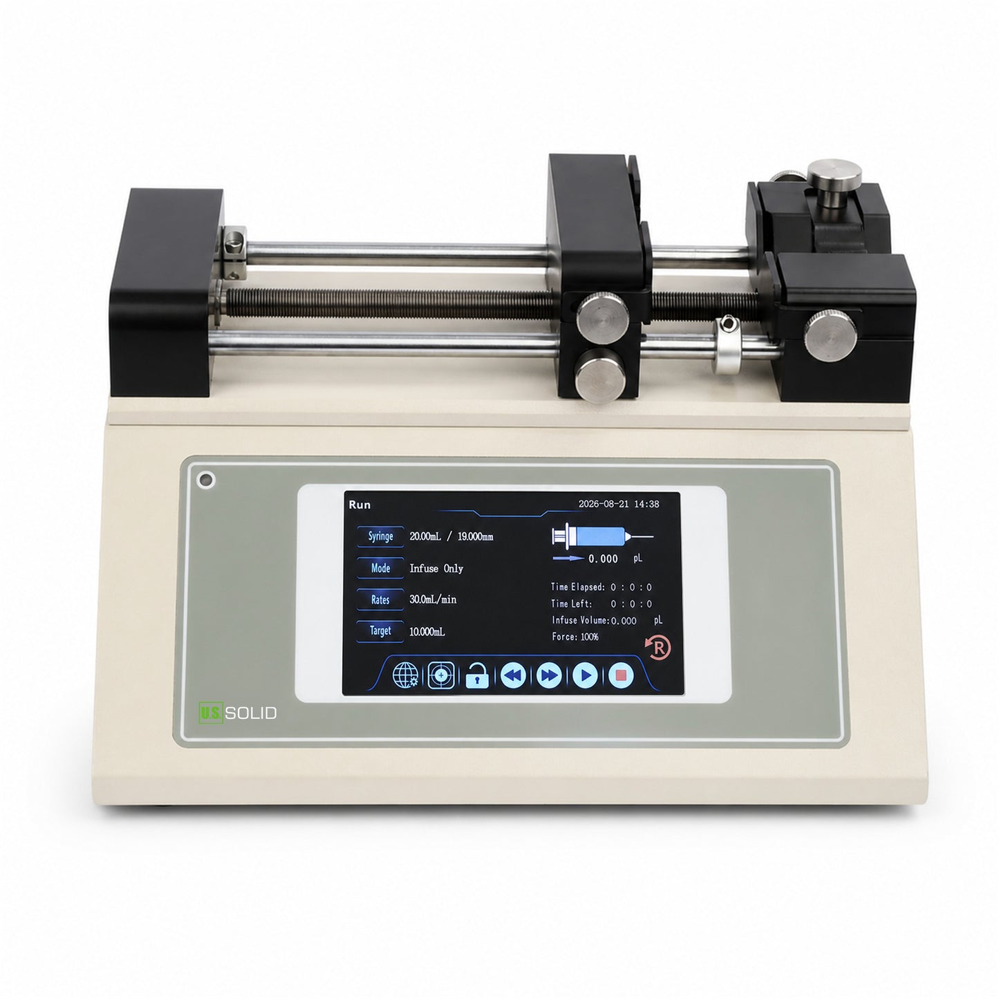 High-Precision Lab Syringe Pump, 0.7 pL/min, ±0.1% Accuracy, Touchscreen