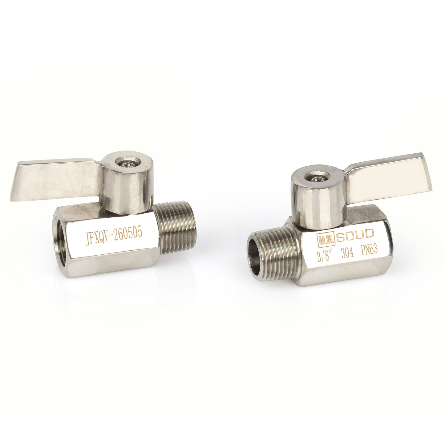 3/8" Mini Küresel Vana 304 Paslanmaz Çelik Dişi × Erkek Dişli 2 Adet