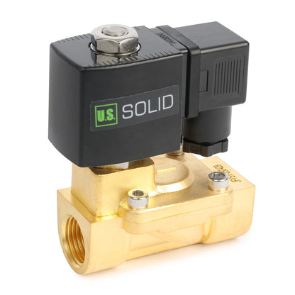 3/8" Brass  Solenoid Valve - 110V / 220V AC, Normally Closed, 4.4-232 PSI, VITON Seal