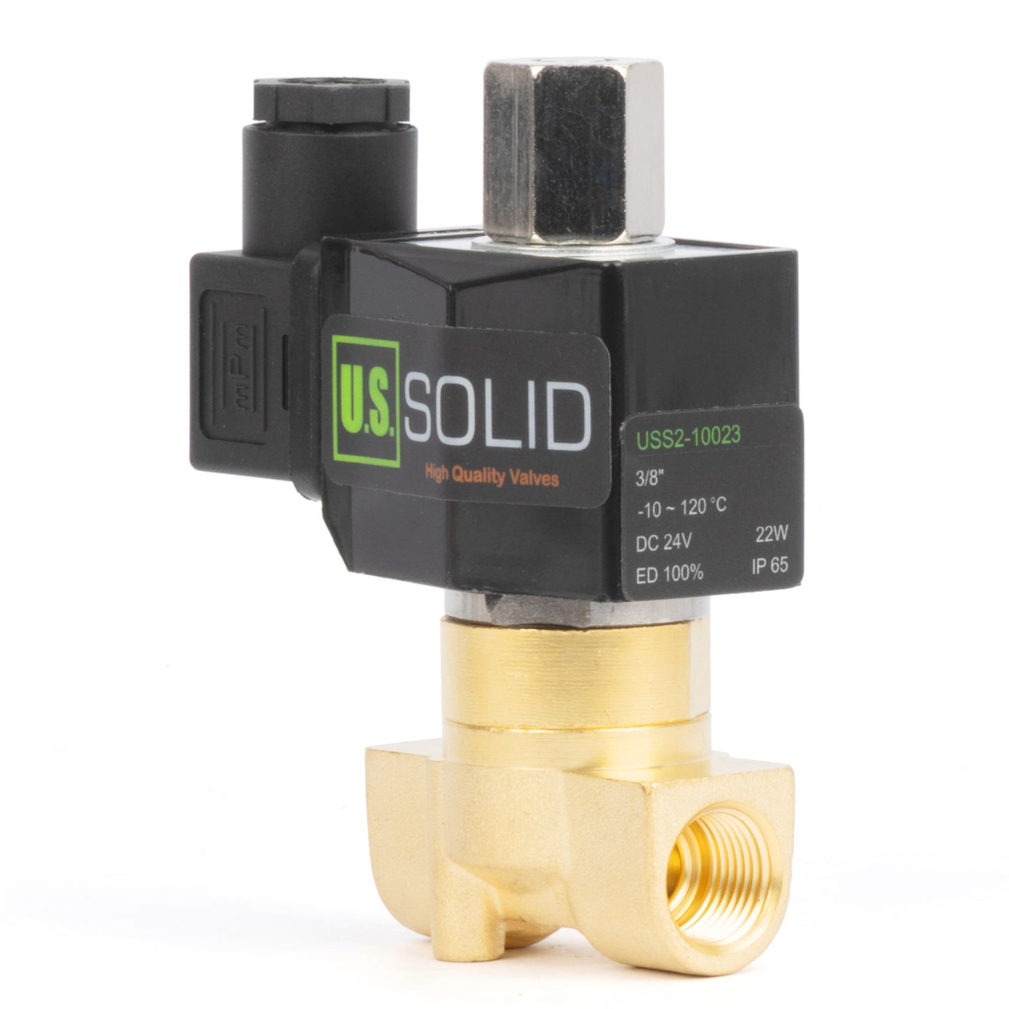 Katup Solenoid Elektrik Kuningan 3/8", DC 24V, Normally Open, Segel Viton